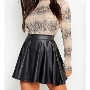 Boohoo Faux Leather Skater Mini Skirt 🖤